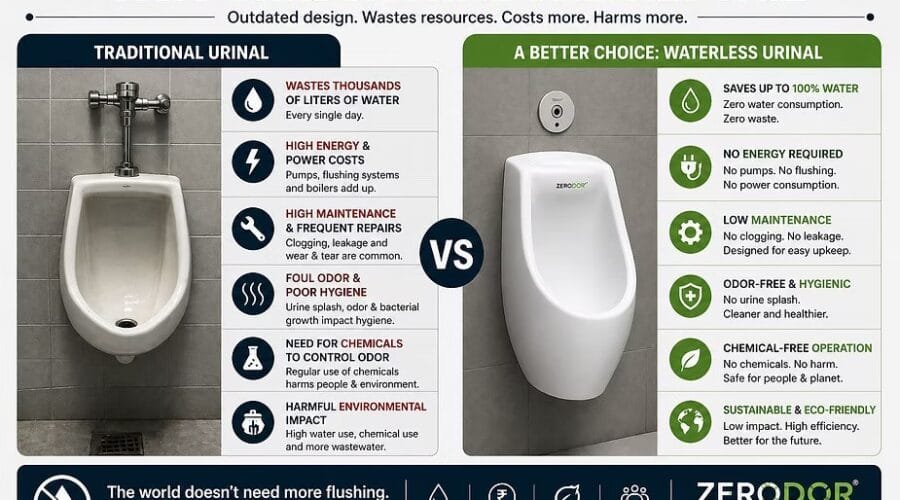 Water-Saving Urinals by Zerodor for Eco-Friendly