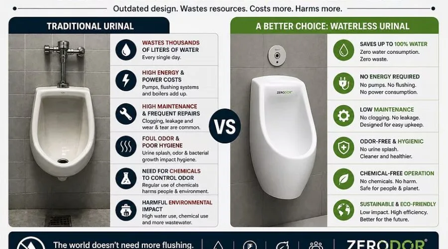 Water-Saving Urinals by Zerodor for Eco-Friendly